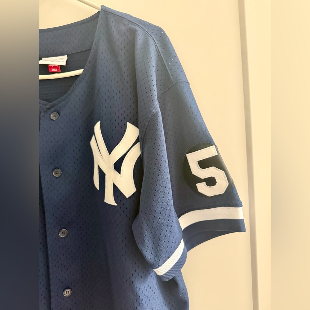 Mitchell & Ness Navy Blue Button Down Shirt - Picture 2 of 6